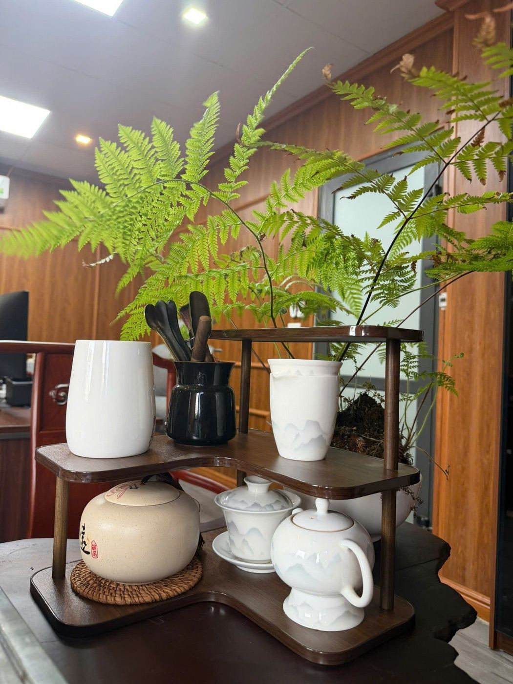 Kệ góc 3 tầng để bộ ấm trà